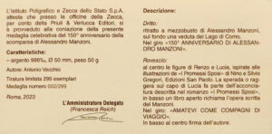 Medaglia celebrativa del 150° anniversario di Alessandro Manzoni 11