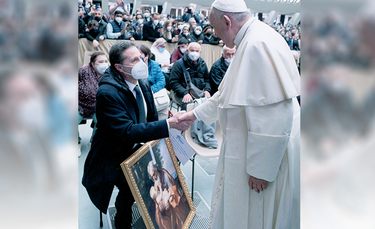 Quadro san Giuseppe con Bambino consegnato a Papa Francesco 6